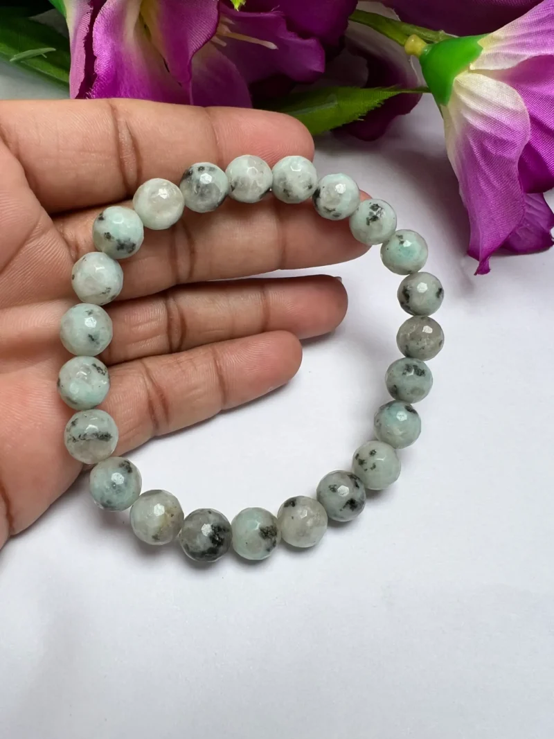 Kiwi Jasper/Sesame Jasper Round Beaded nourishes and supports in times of stress, bringing peace and wholeness 8 mm bracelet - Image 5