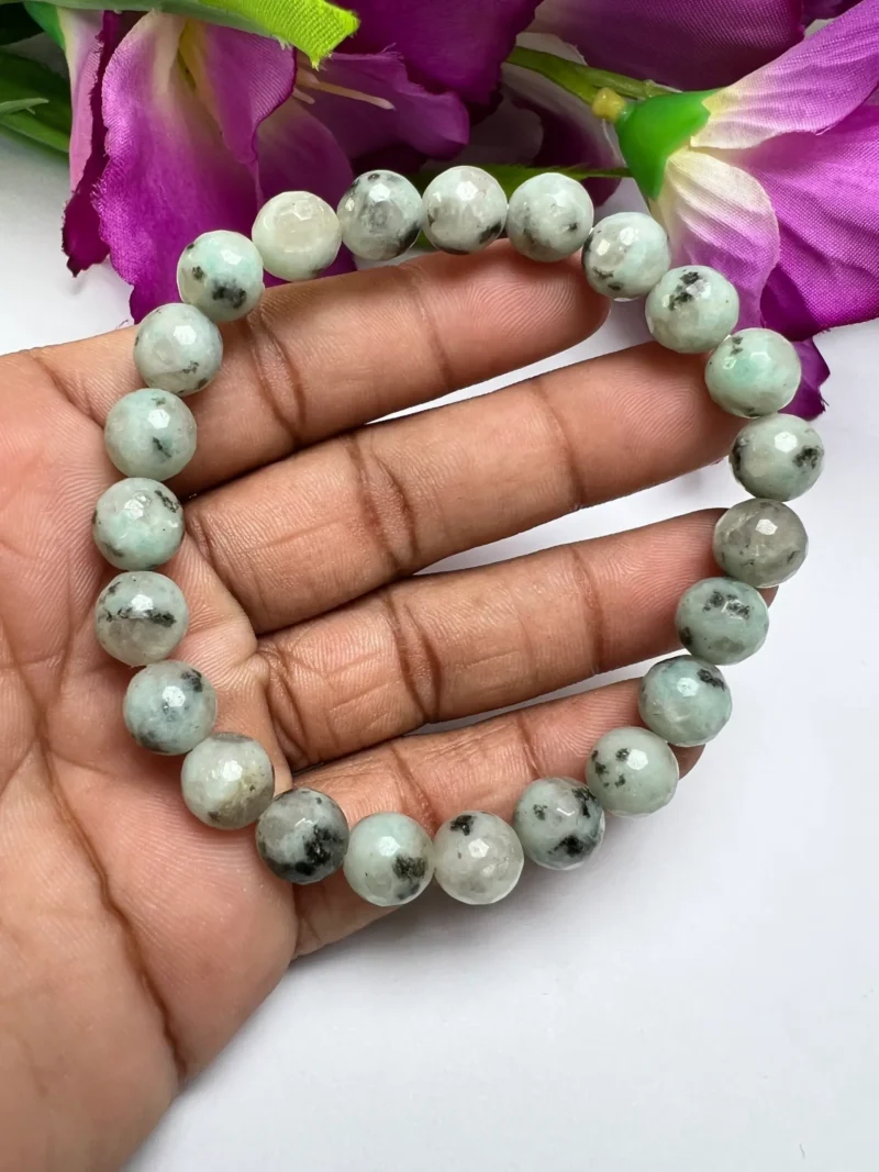 Kiwi Jasper/Sesame Jasper Round Beaded nourishes and supports in times of stress, bringing peace and wholeness 8 mm bracelet - Image 7