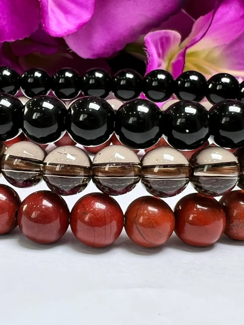ROOT CHAKRA Red Jasper, Smoky Quartz, Black Tourmaline Gemstone bracelet Set 8 mm Pack Align, Open, Balance, Meditation, Gift for All - Image 9