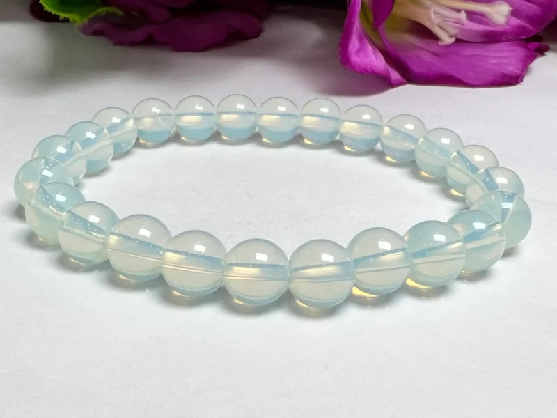 CROWN CHAKRA Opalite, Black Rutilated Quartz, Amethyst Gemstone bracelet Set 8 mm Pack Align, Open, Balance, Meditation, Gift for All - Image 5