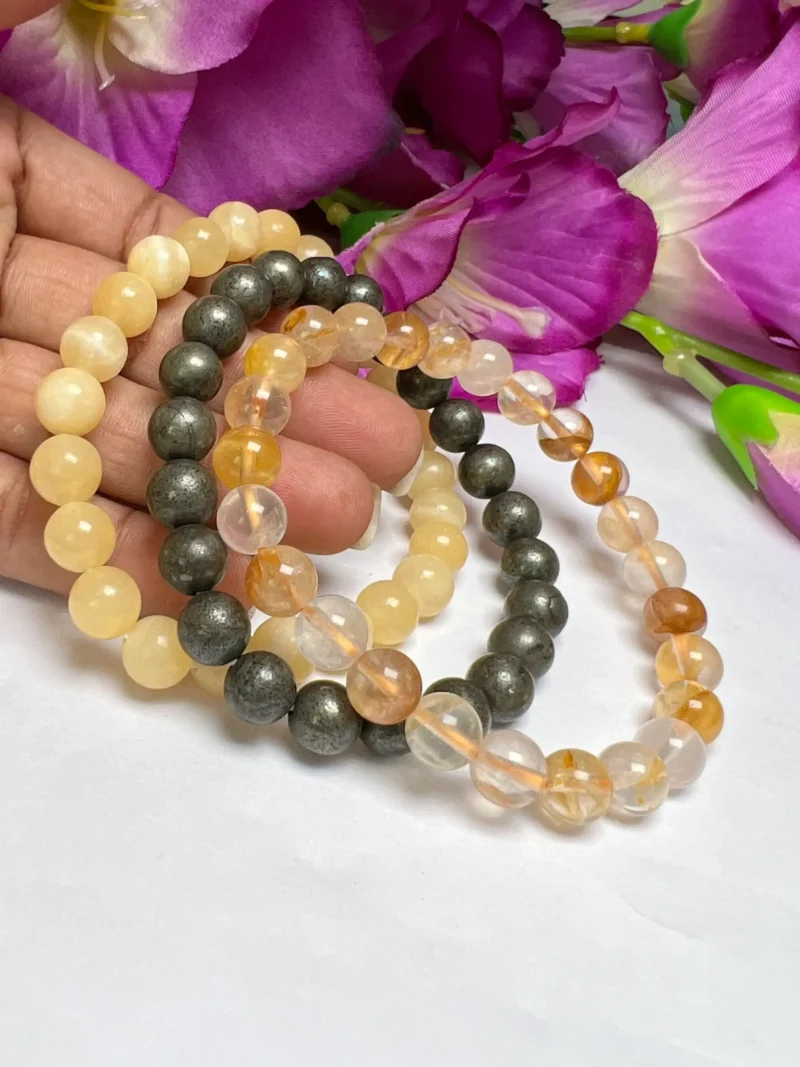SOLAR PLEXUS CHAKRA Pyrite ,Yellow Calcite, Yellow Danburite Gemstone bracelet Set 8 mm Pack Align, Open, Balance, Meditation, Gift for All - Image 10