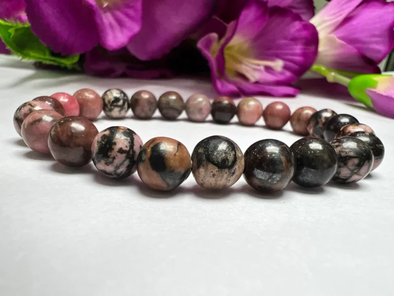 CANCER Bracelet Amazonite, Rainbow Moonstone, Black Lace Rhodonite Pack Zodiac Horoscope Astrology June July Birthday Set 7.5 inch 8mm - Image 4
