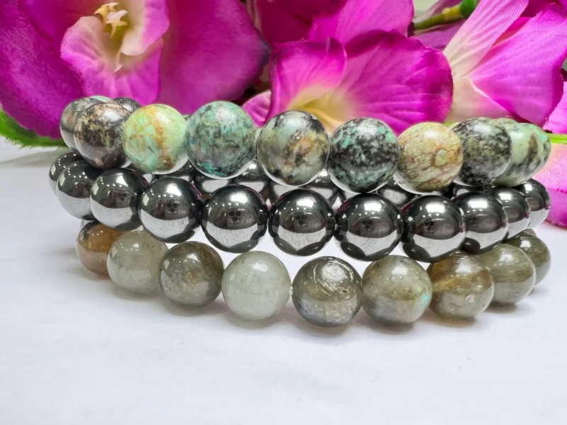 AQUARIUS Bracelet Labradorite , Hematite , African Turquoise Pack Zodiac Horoscope Astrology January February Birthday Set 7.5 inch 8mm - Image 9