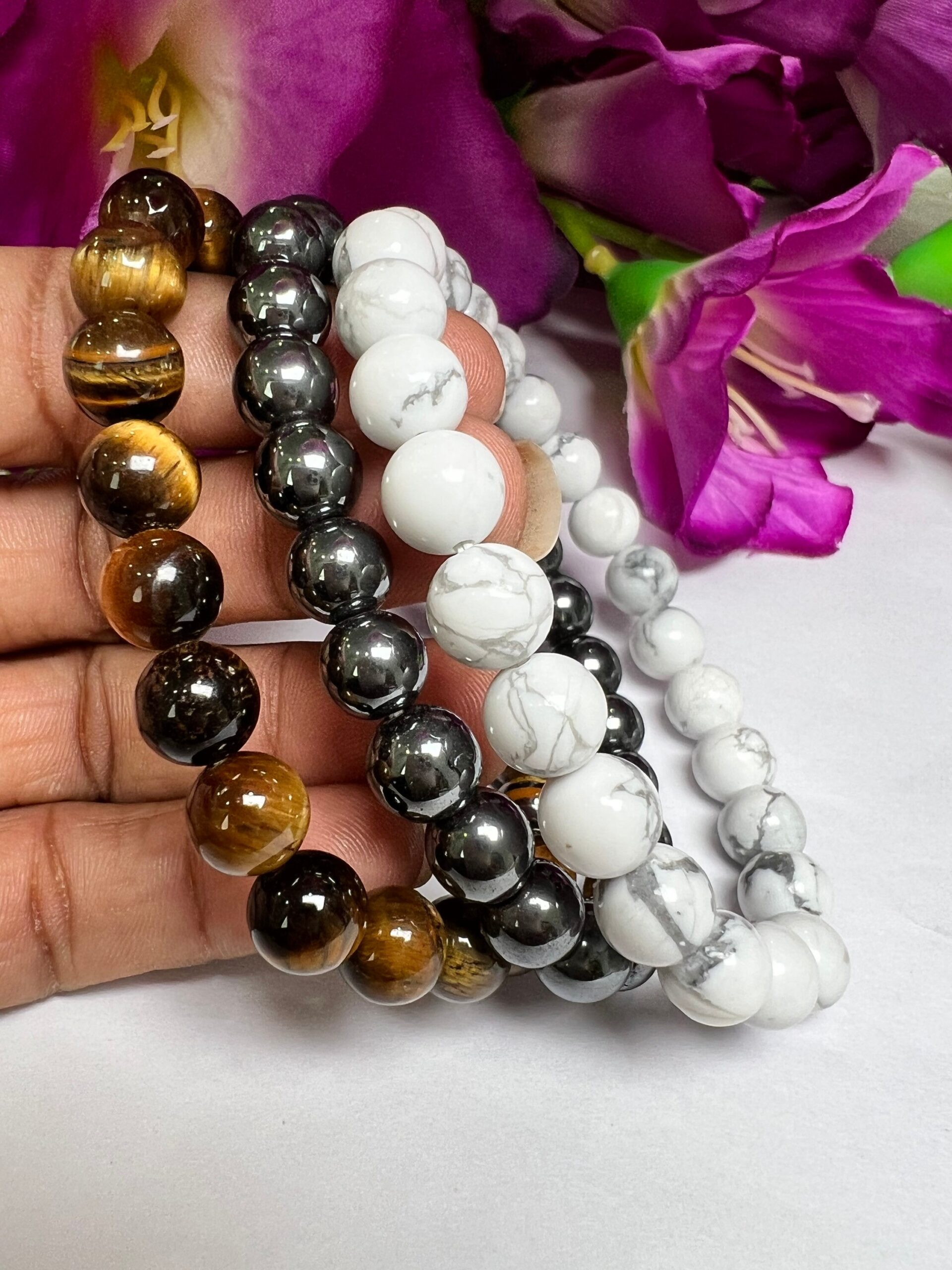 GEMINI Bracelet Tiger Eye , Hematite , Howlite Pack Zodiac Horoscope Astrology May June Birthday Set 7.5 inch 8mm - Image 8