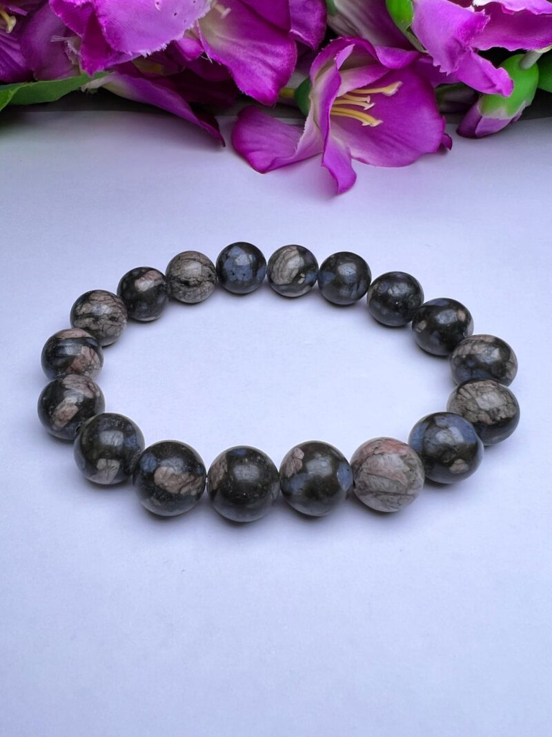 Blue Liberite Quesera Stone Round Beaded Bracelet 12 MM Stretch Bracelet - Image 6