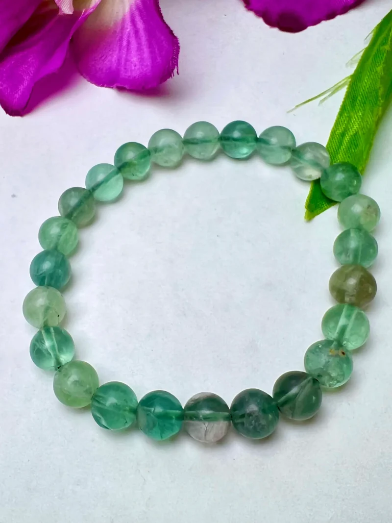 Green Flourite Stone Round Beaded Bracelet 6 MM 8 MM 10 MM Stretch Bracelet - Image 4