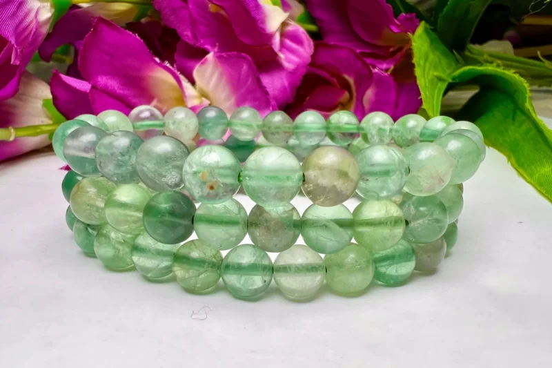 Green Flourite Stone Round Beaded Bracelet 6 MM 8 MM 10 MM Stretch Bracelet - Image 5
