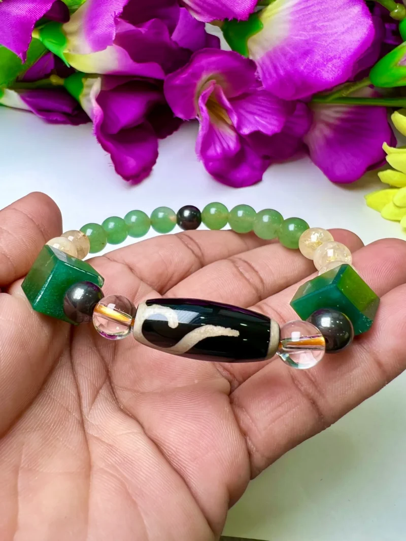 Money Hook Dzi Beads Stone Bracelet For Fast Money Wealth Maker Green  ,Citrine ,Himalaya Crystal ,Magnetite, Green Aventurine - Image 4