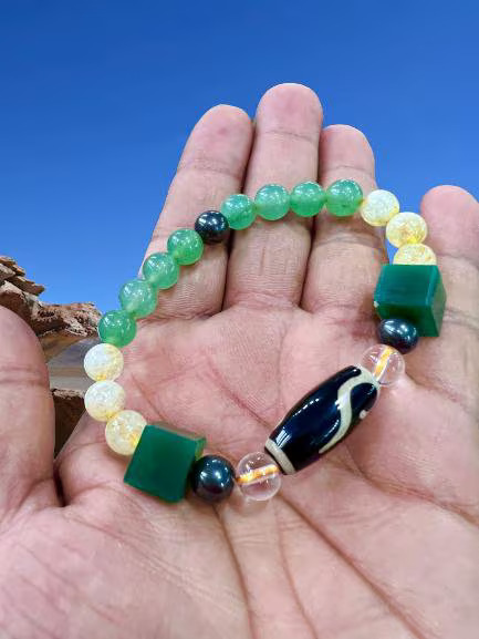 Money Hook Dzi Beads Stone Bracelet For Fast Money Wealth Maker Green ,Citrine ,Himalaya Crystal ,Magnetite, Green Aventurine - Image 9