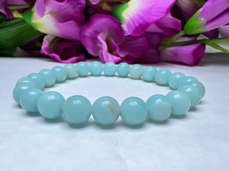 Amazonite Stone Round Beaded Bracelet 8 MM Stretch Bracelet - Image 2