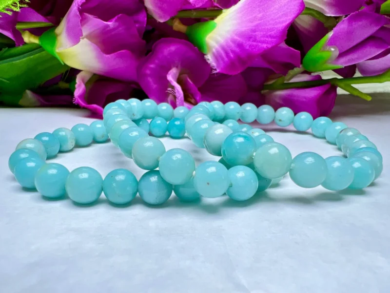 Amazonite Stone Round Beaded Bracelet 8 MM Stretch Bracelet - Image 4