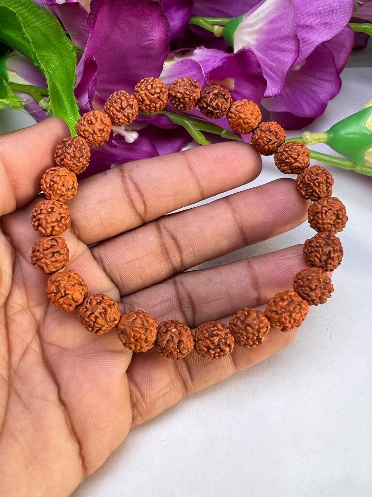 Panch Mukhi Rudraksha Beads Stretch 8mm Bracelet Healing for Men & Women, Control Stress And brings positive energy. - Image 9