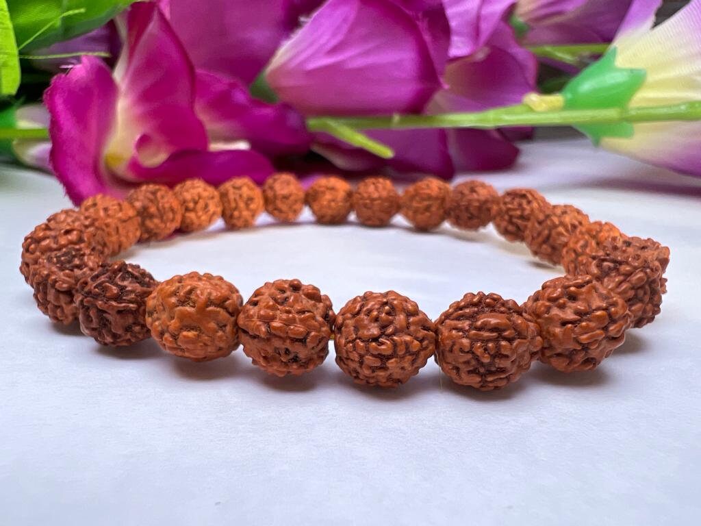 Panch Mukhi Rudraksha Beads Stretch 8mm Bracelet Healing for Men & Women, Control Stress And brings positive energy. - Image 11