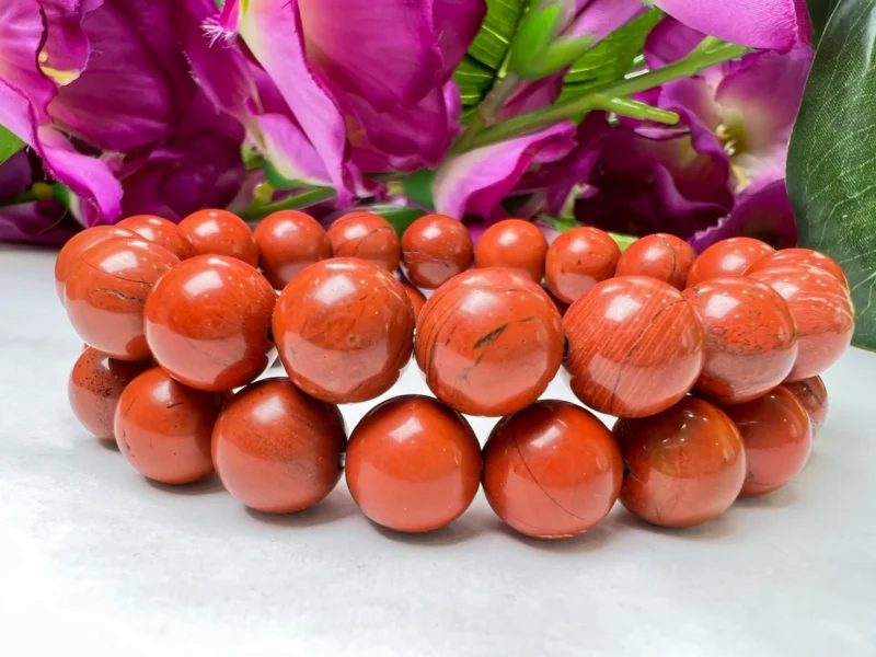 Red Jasper Round Beaded Bracelet 12 MM Stretch Bracelet - Image 5