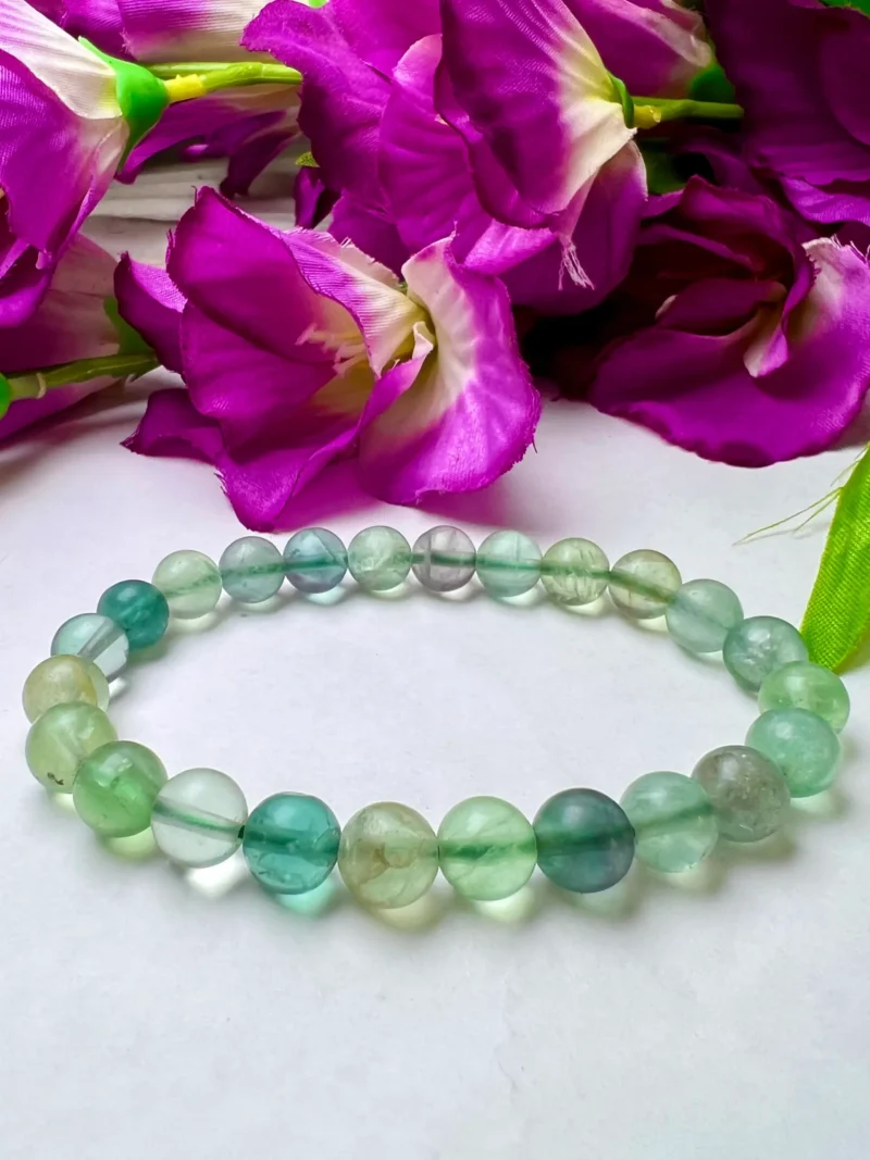 Green Flourite Stone Round Beaded Bracelet 6 MM 8 MM 10 MM Stretch Bracelet - Image 9