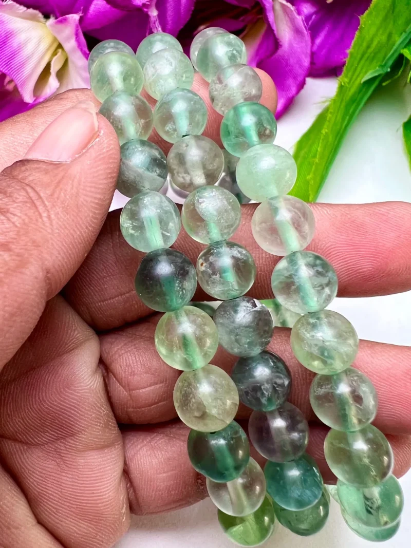 Green Flourite Stone Round Beaded Bracelet 6 MM 8 MM 10 MM Stretch Bracelet - Image 10