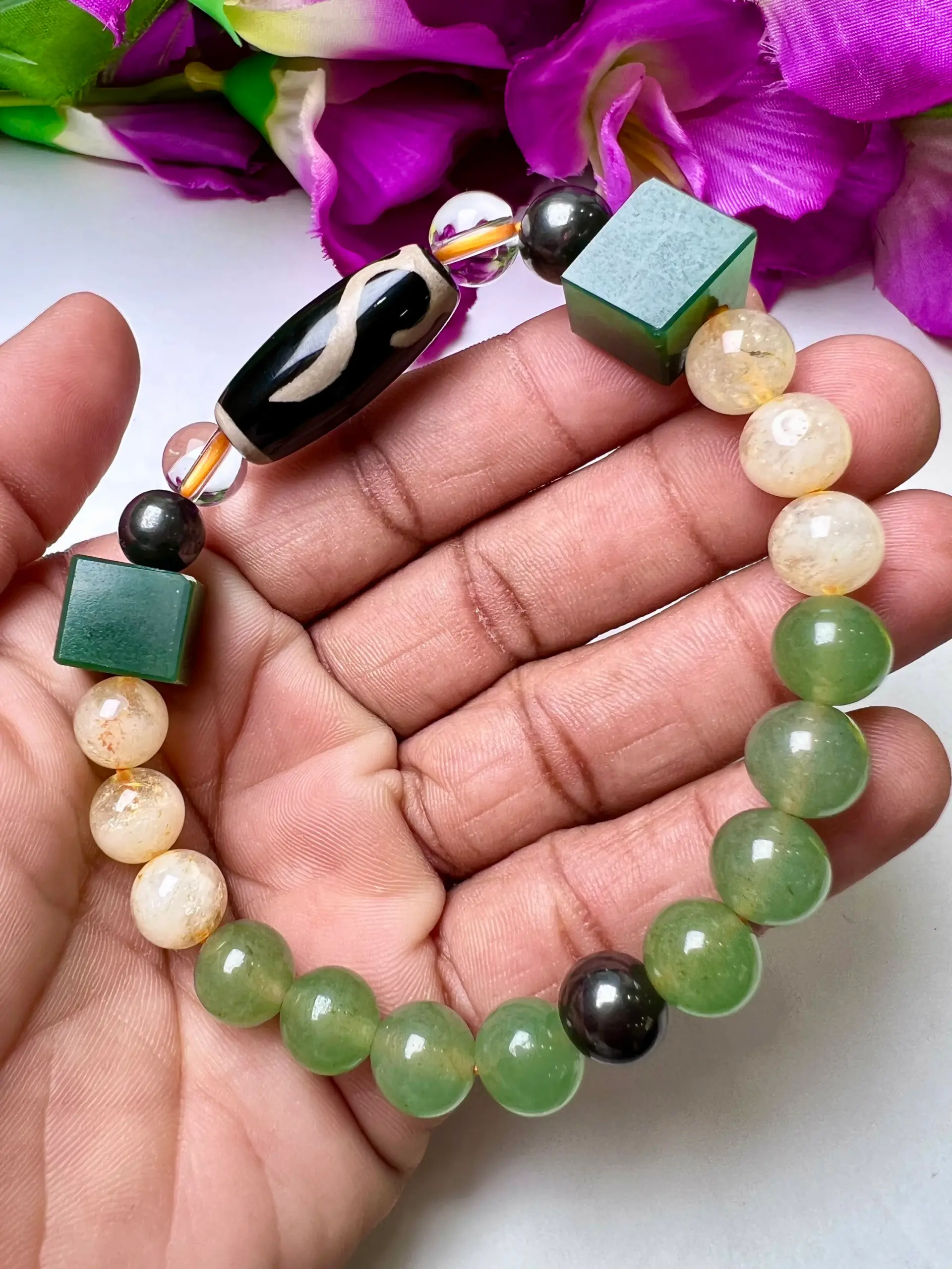 Money Hook Dzi Beads Stone Bracelet For Fast Money Wealth Maker Green ,Citrine ,Himalaya Crystal ,Magnetite, Green Aventurine - Image 6
