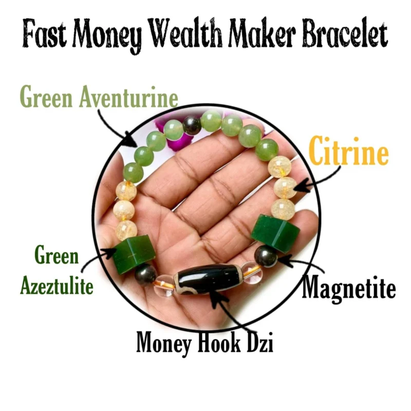 Money Hook Dzi Beads Stone Bracelet For Fast Money Wealth Maker Green  ,Citrine ,Himalaya Crystal ,Magnetite, Green Aventurine - Image 8