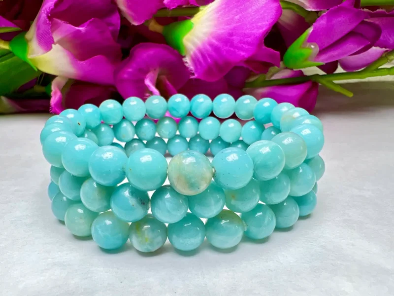 Amazonite Stone Round Beaded Bracelet 8 MM Stretch Bracelet - Image 10