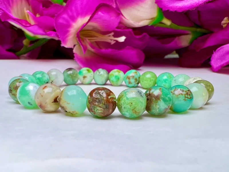Chrysoprase Stone Round Beaded Bracelet 8 MM Stretch Bracelet - Image 2