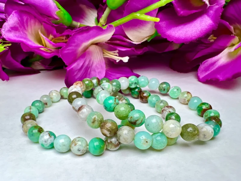 Chrysoprase Stone Round Beaded Bracelet 8 MM Stretch Bracelet - Image 3
