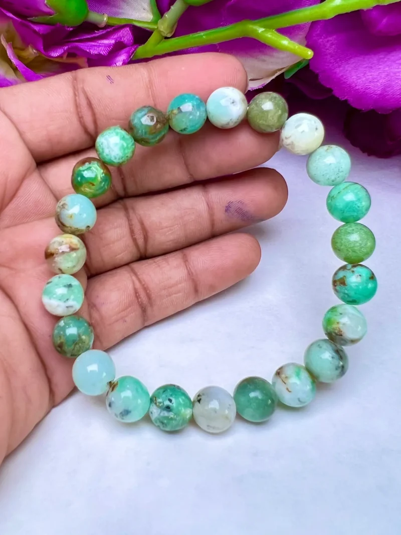 Chrysoprase Stone Round Beaded Bracelet 8 MM Stretch Bracelet - Image 5