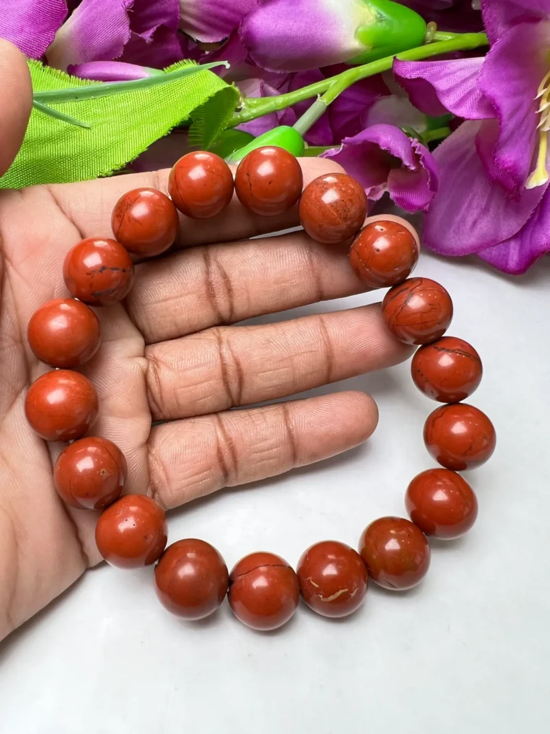 Red Jasper Round Beaded Bracelet 12 MM Stretch Bracelet - Image 10