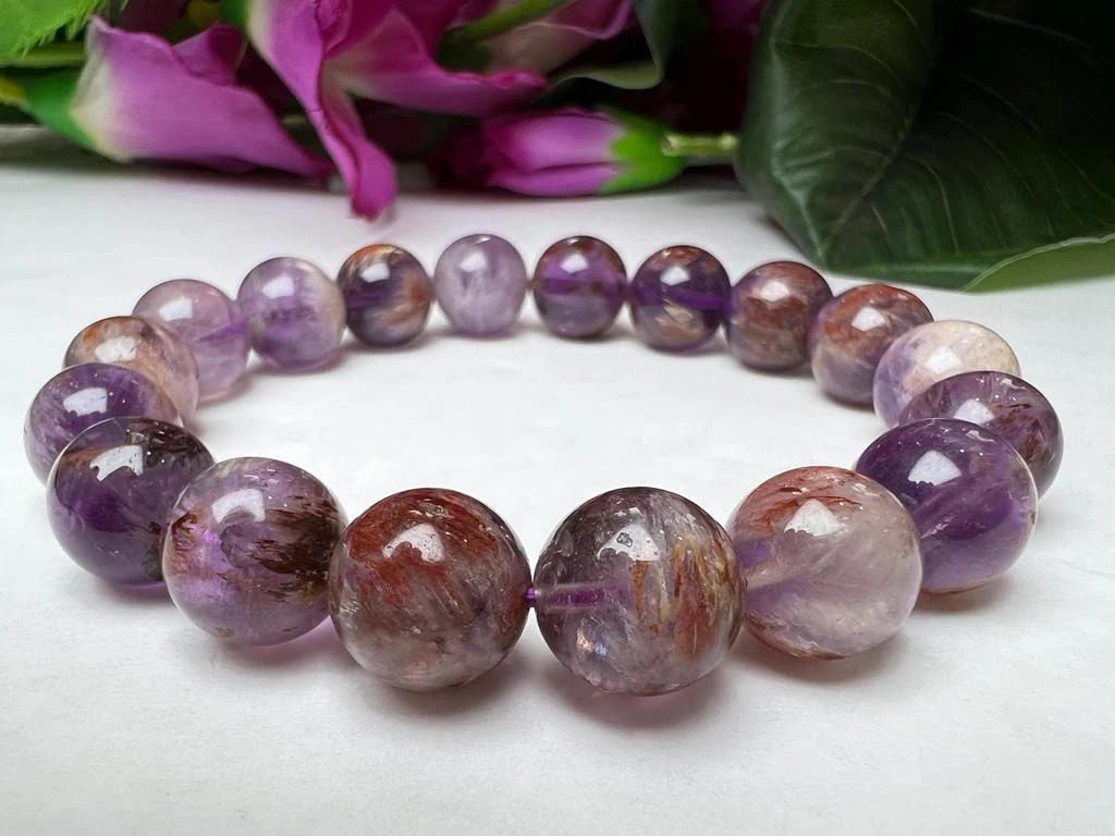Auralite 23 Round Beaded Bracelet 12 MM Stretch Bracelet - Image 3