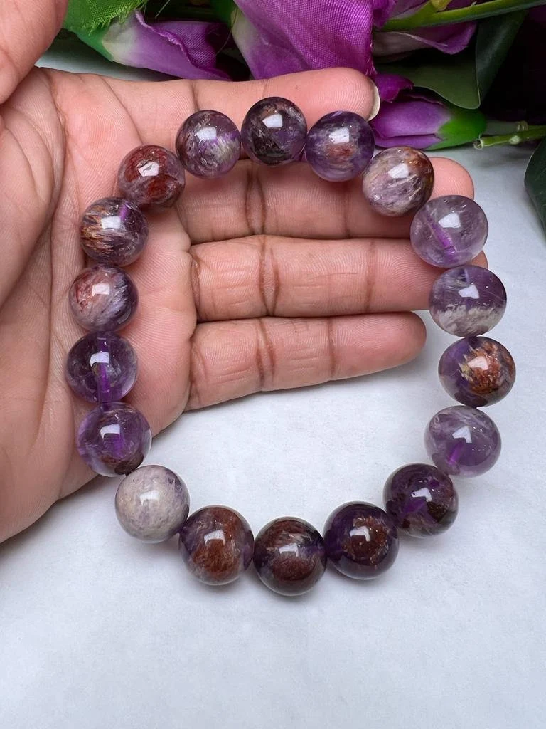 Auralite 23 Round Beaded Bracelet 12 MM Stretch Bracelet - Image 4