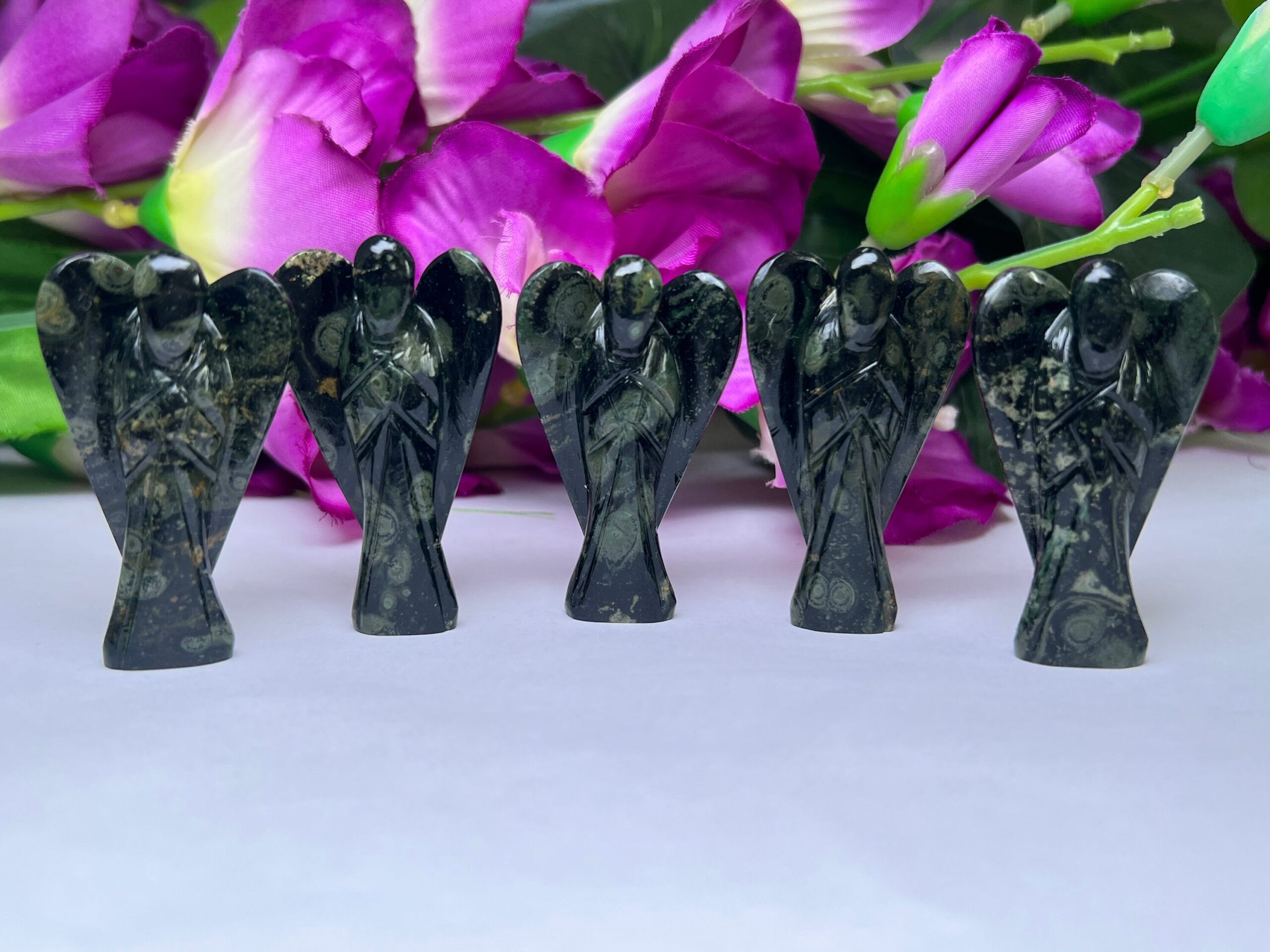 Kambaba Jasper Stone 2 inch free standing guardian angel crystal Reiki energy blessed hand carved Pocket Angel for angelic connection - Image 8