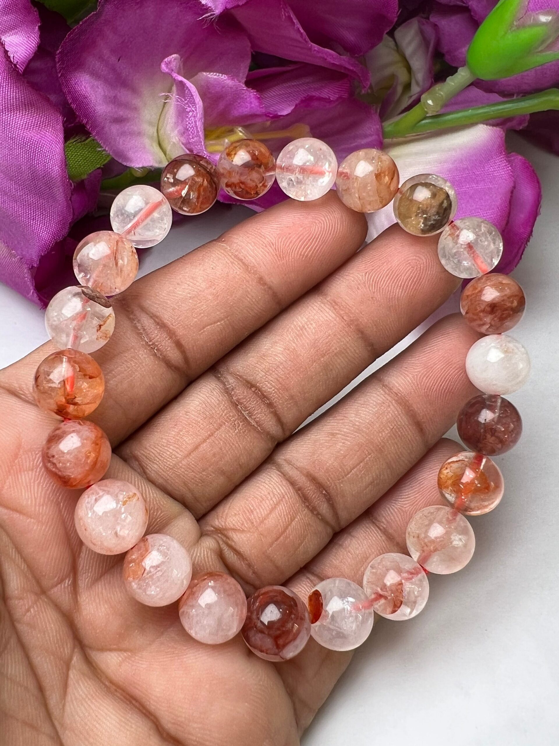 Red Fire Quartz Red Hematoid Quartz Stone Genuine Bracelet 8 MM Stretch Bracelet - Image 2