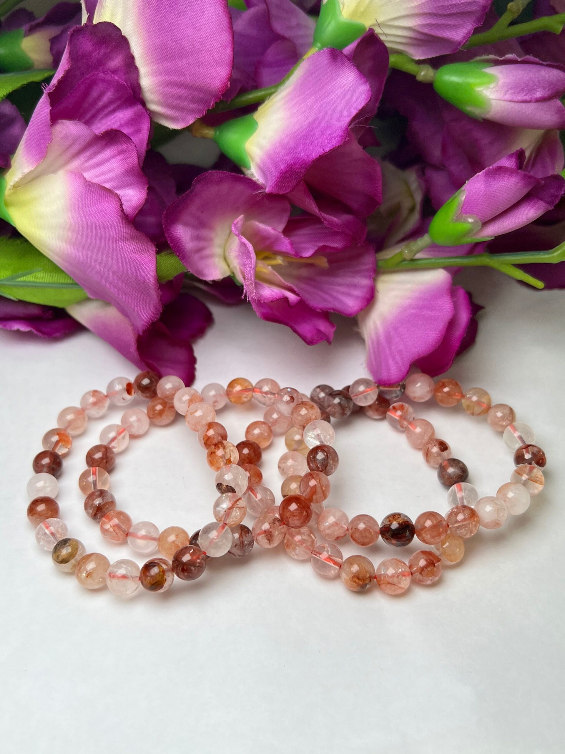 Red Fire Quartz Red Hematoid Quartz Stone Genuine Bracelet 8 MM Stretch Bracelet - Image 3