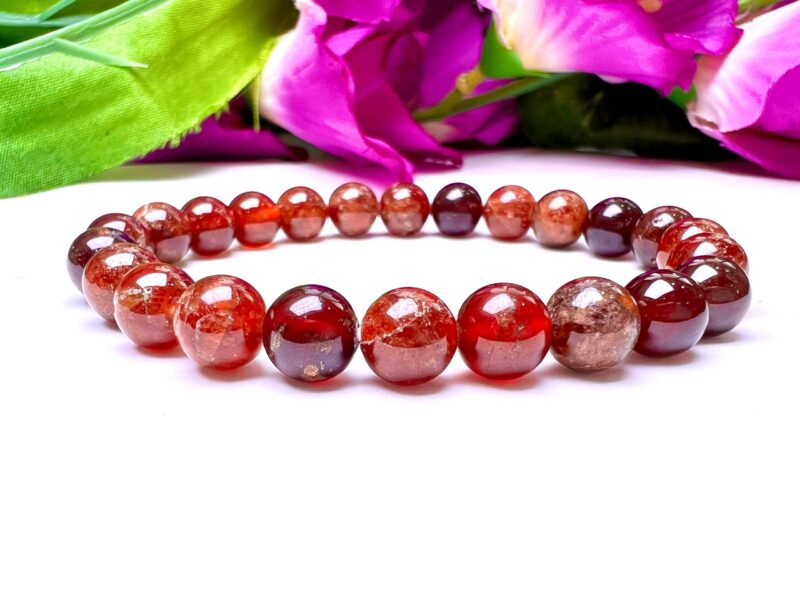 Hessonite Stone Bracelet Round Beaded Bracelet 8 MM Stretch Bracelet