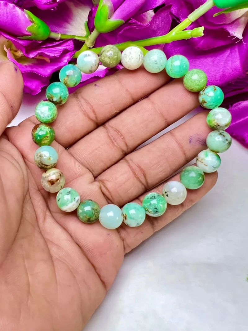 Chrysoprase Stone Round Beaded Bracelet 8 MM Stretch Bracelet - Image 7