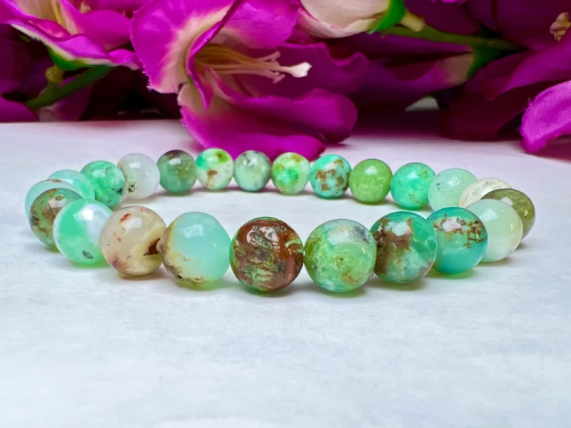 Chrysoprase Stone Round Beaded Bracelet 8 MM Stretch Bracelet - Image 8