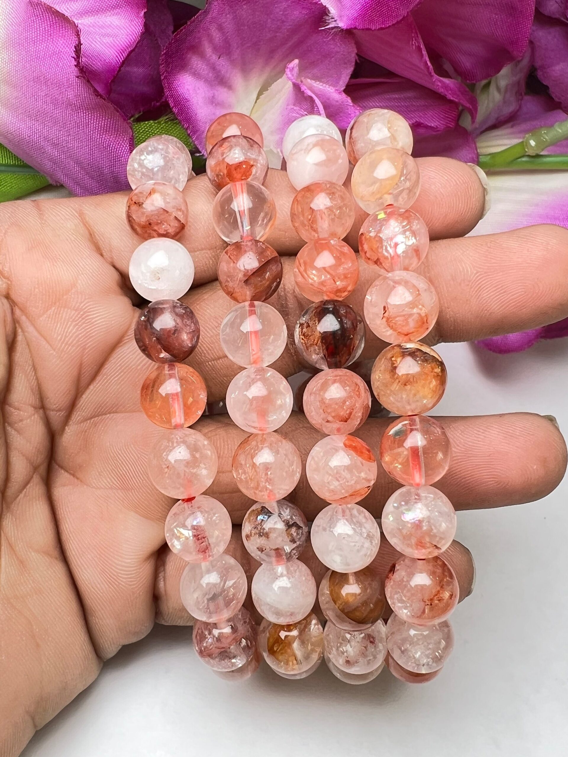 Red Fire Quartz Red Hematoid Quartz Stone Genuine Bracelet 8 MM Stretch Bracelet - Image 7