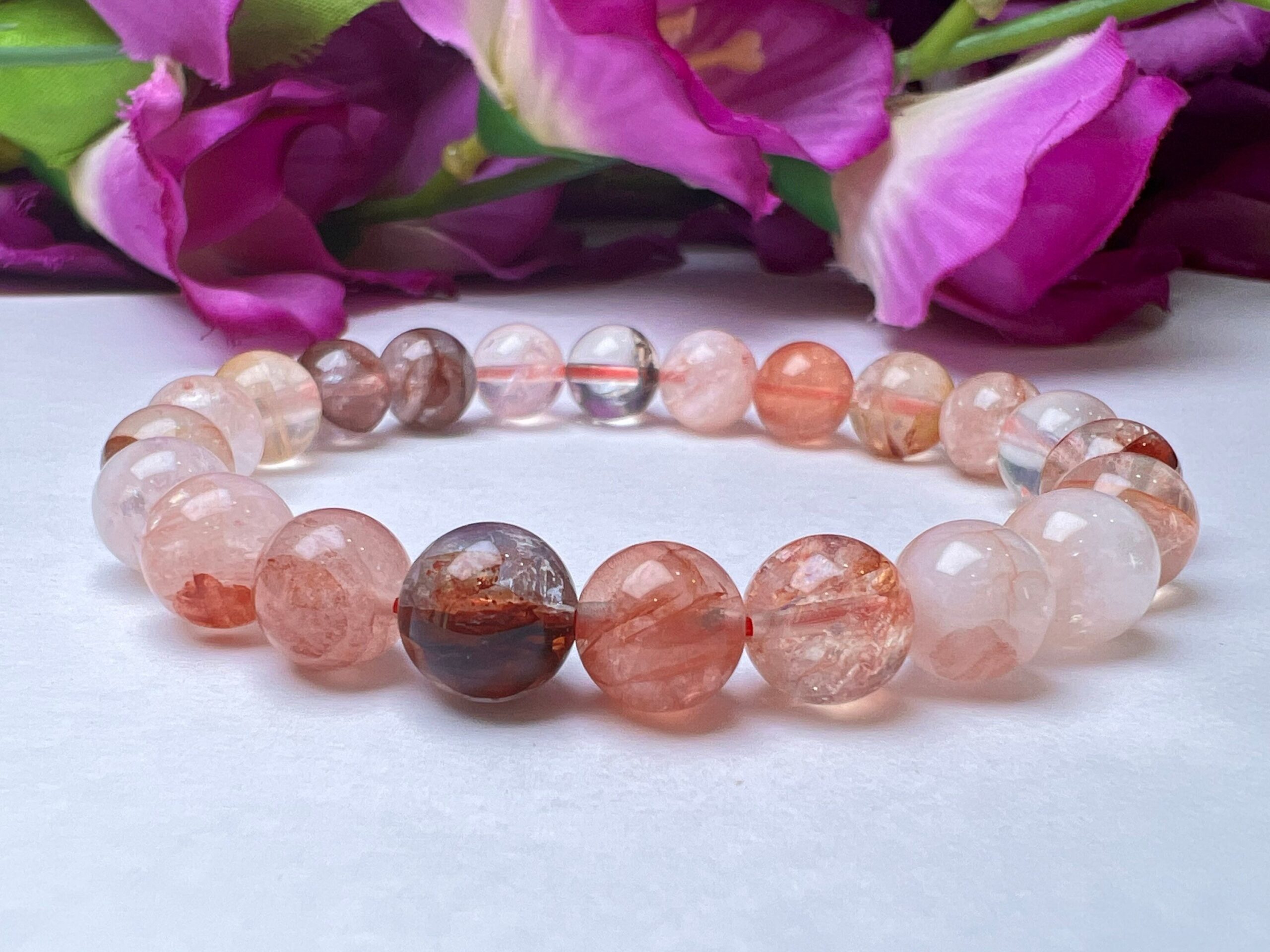 Red Fire Quartz Red Hematoid Quartz Stone Genuine Bracelet 8 MM Stretch Bracelet - Image 8