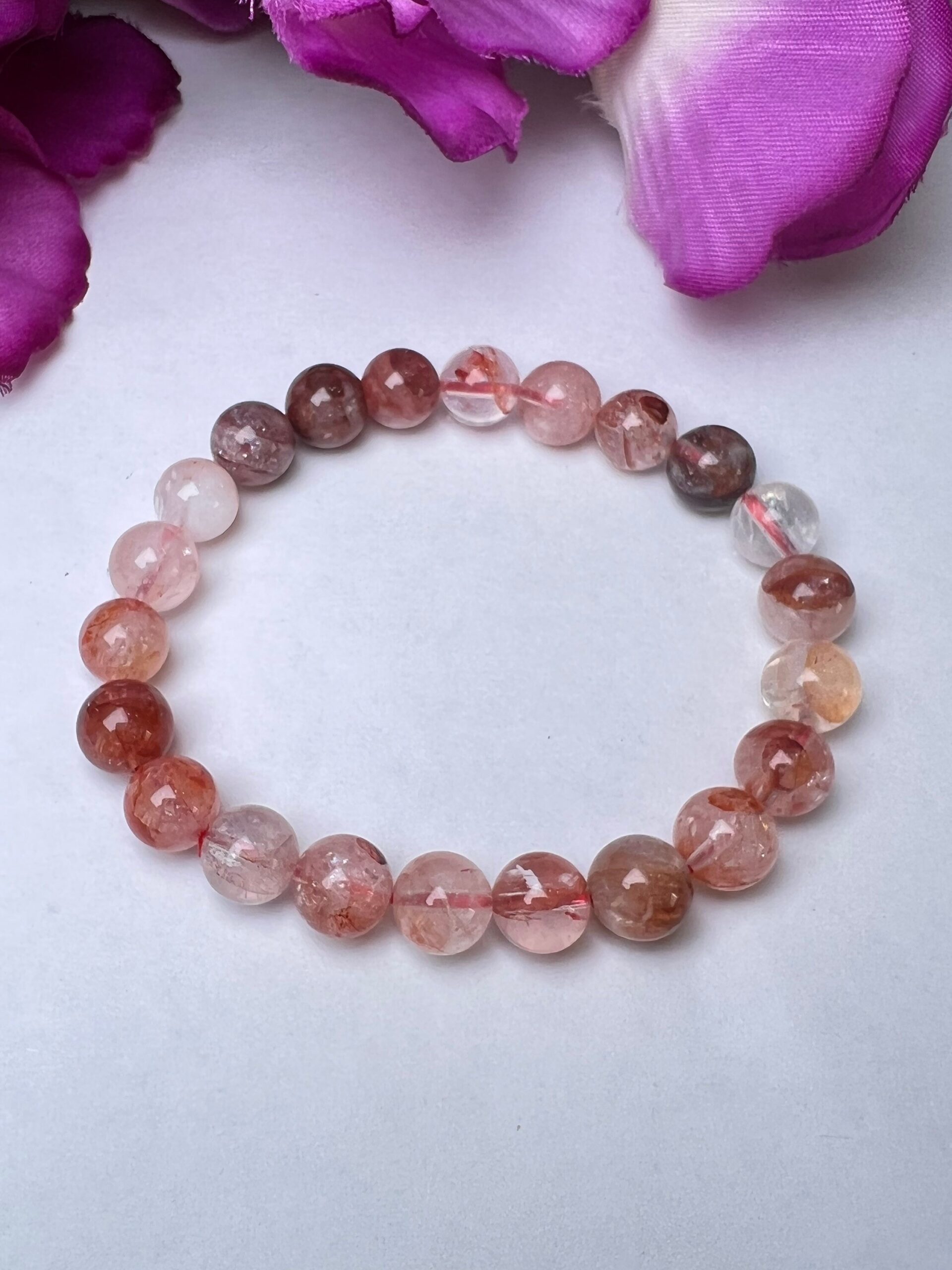 Red Fire Quartz Red Hematoid Quartz Stone Genuine Bracelet 8 MM Stretch Bracelet - Image 9