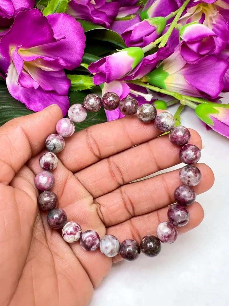 Pink Tourmaline Round Beaded Bracelet 8 MM Stretch Bracelet