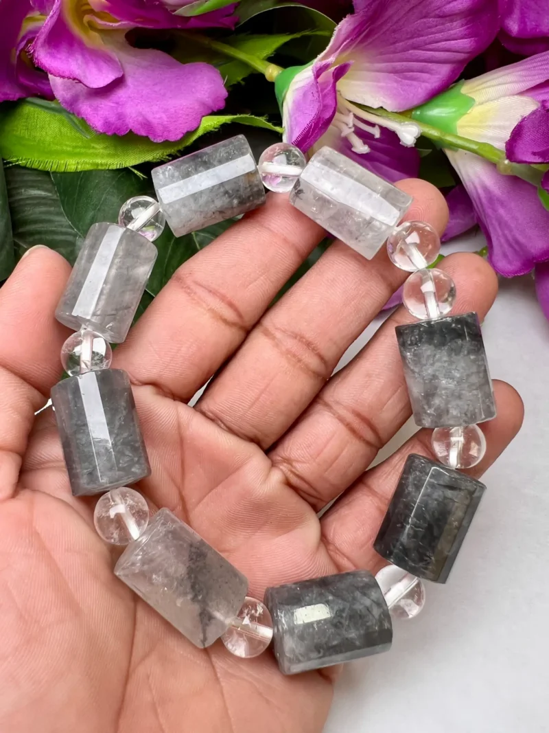 Brookite With Satyaloka Quartz Stone Stretch Bracelet