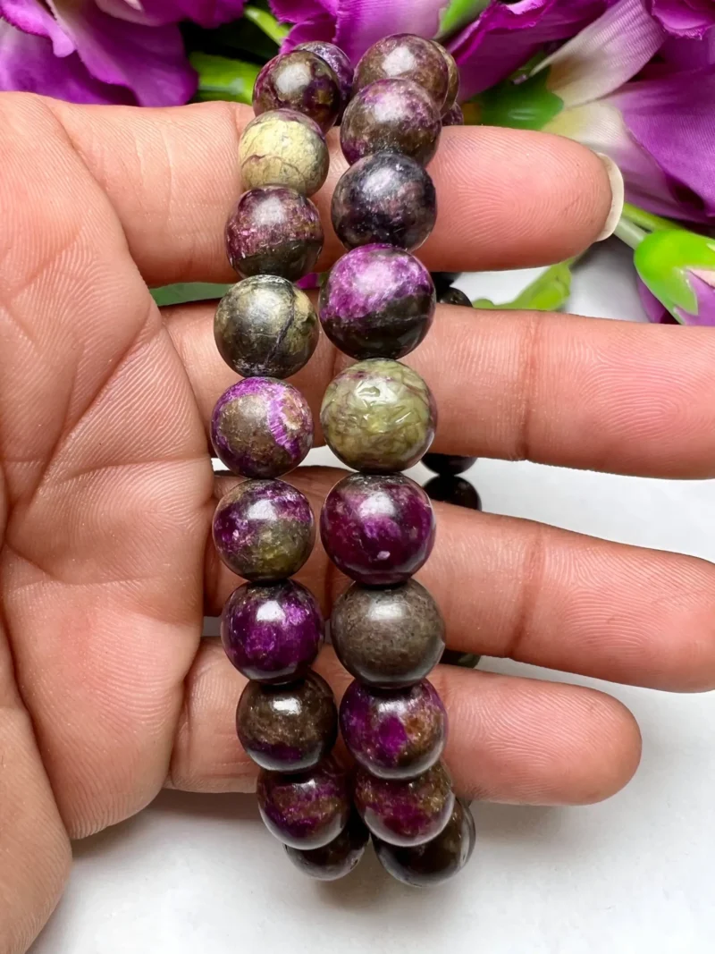 Stichtite ( Atlantasite ) Stone Round Beaded Bracelet 8 MM Stretch Bracelet - Image 3