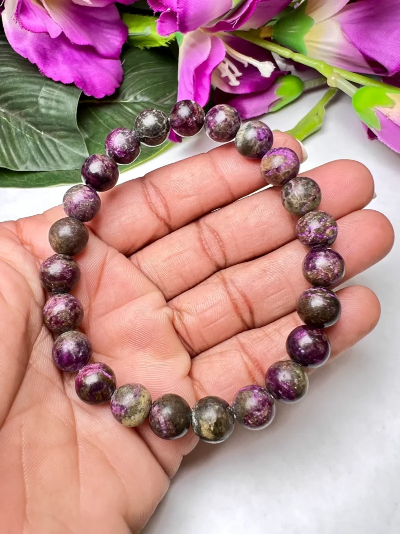 Stichtite ( Atlantasite ) Stone Round Beaded Bracelet 8 MM Stretch Bracelet - Image 4