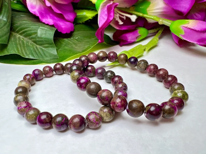 Stichtite ( Atlantasite ) Stone Round Beaded Bracelet 8 MM Stretch Bracelet - Image 5