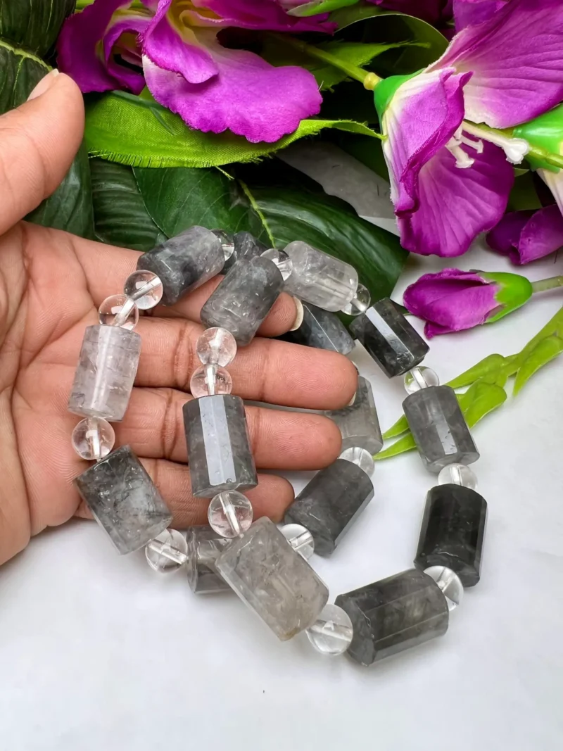 Brookite With Satyaloka Quartz Stone Stretch Bracelet - Image 9