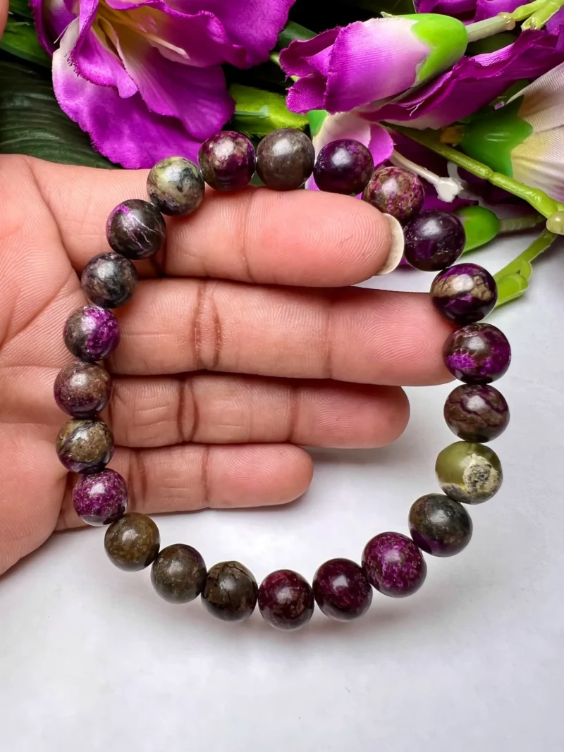 Stichtite ( Atlantasite ) Stone Round Beaded Bracelet 8 MM Stretch Bracelet - Image 6