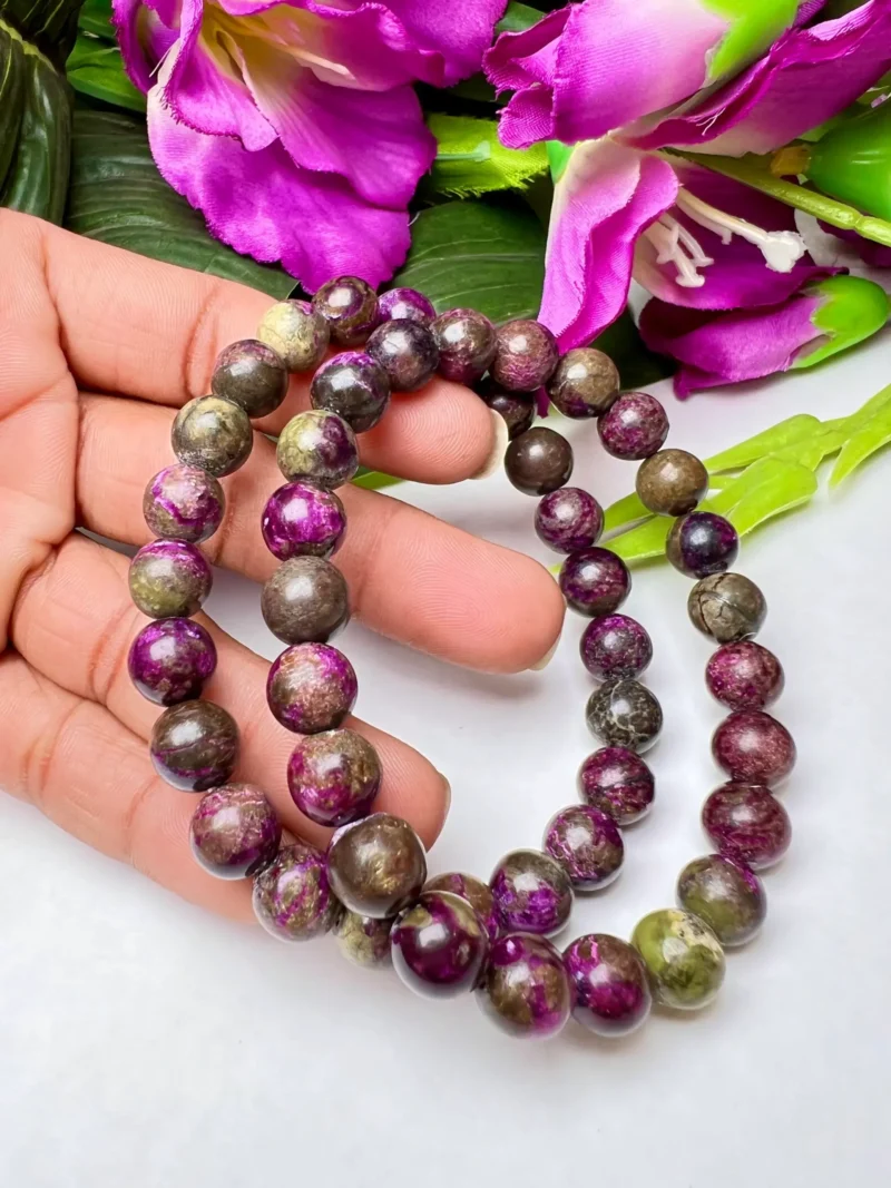 Stichtite ( Atlantasite ) Stone Round Beaded Bracelet 8 MM Stretch Bracelet - Image 7