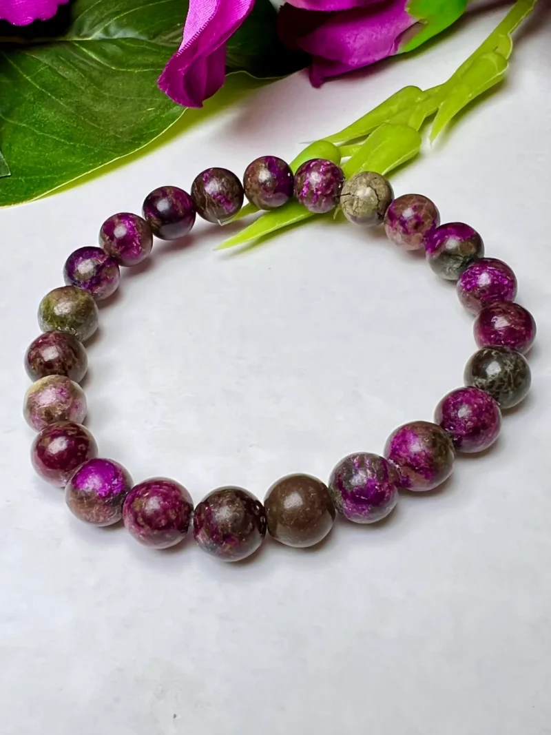 Stichtite ( Atlantasite ) Stone Round Beaded Bracelet 8 MM Stretch Bracelet - Image 9