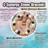 4 Synergy Stone Bracelet-Satyaloka  Stone ,White Azeztulite Stone ,Golden Himalayan Azeztulite Stone And Black Azeztulite Stone