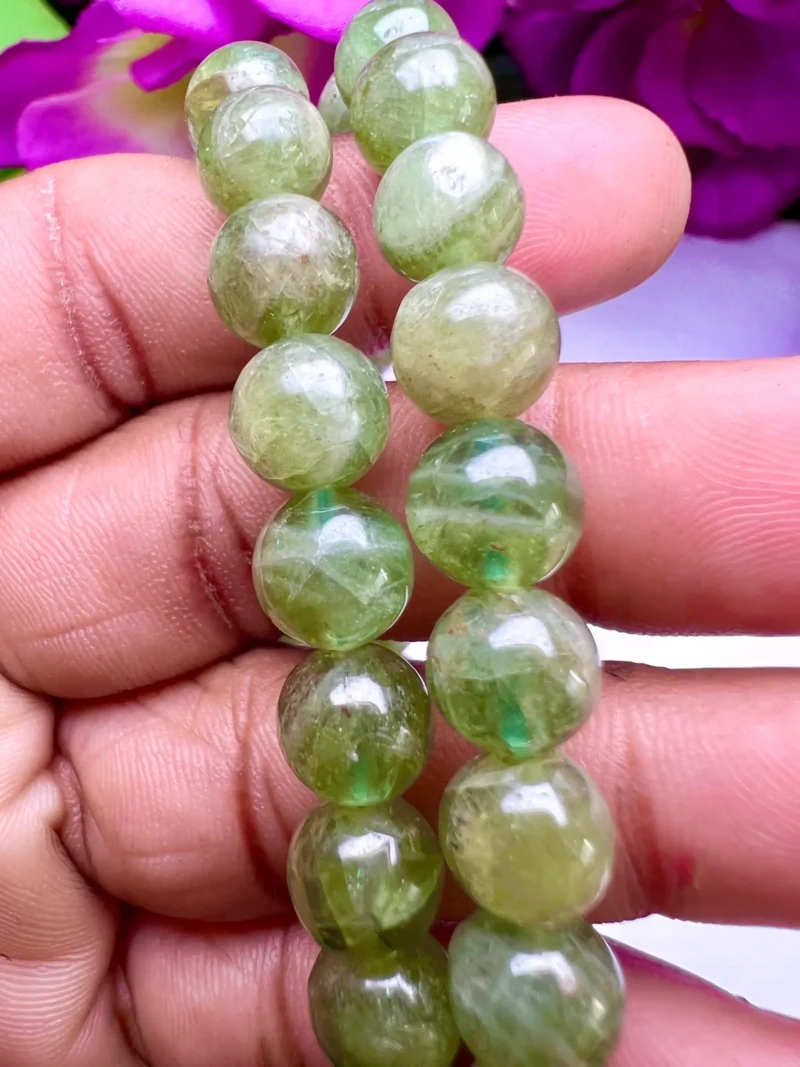 Green Apatite StoneRound Beaded Bracelet 8MM Stretch Bracelet - Image 5