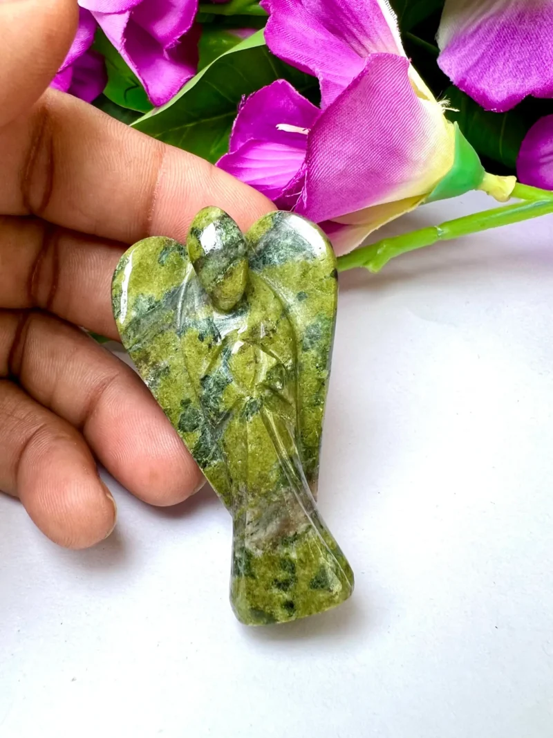 Atlantisite Stichtite Stone 2 inch free standing guardian angel crystal Reiki energy blessed Handcarved Pocket Angel Angelic connection - Image 2
